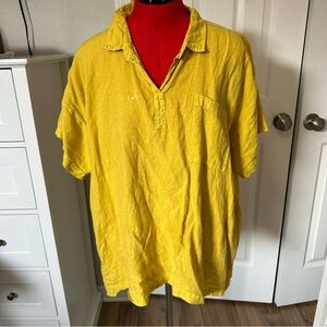 Yellow Linen BECASA Casual Shirt